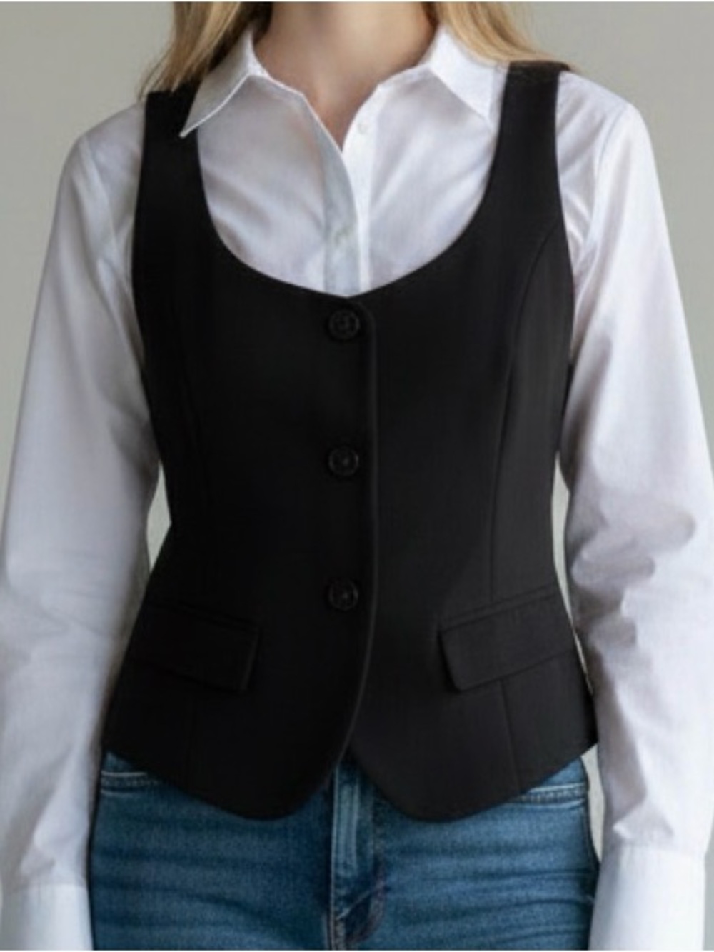 A New Day Signature Crepe Tailored Scoop Neck Vest